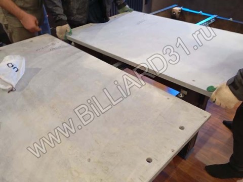 Сборка в Белгороде бильярдного стола ОМЕГА III 8 футов (soho-dark, burgundy)