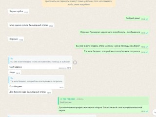 Консультация потенциального бильярдного клиента из Казахстана